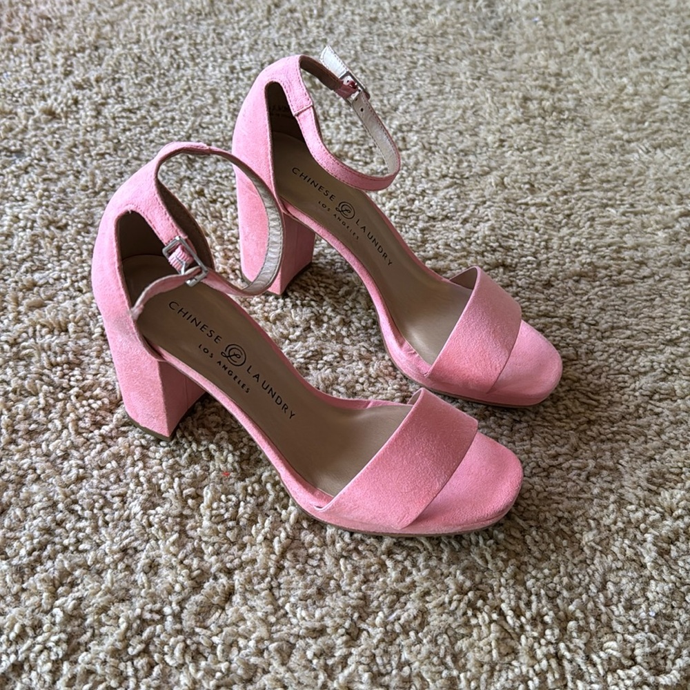 Pink heeled sandals